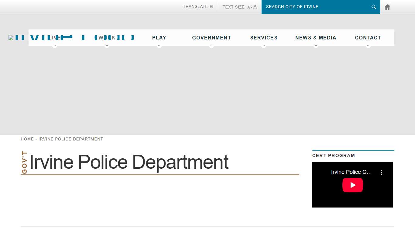 Irvine Police Department City of Irvine